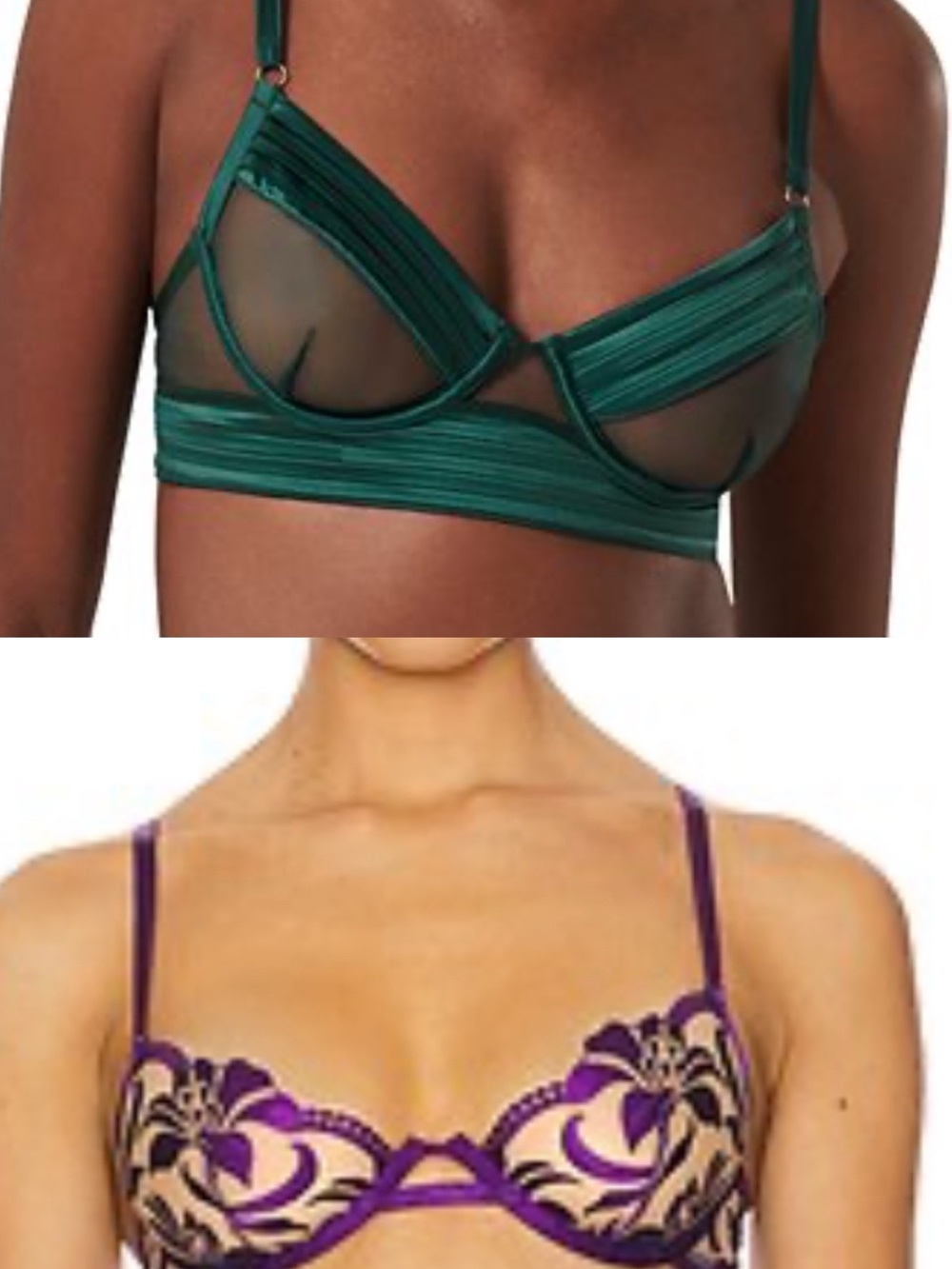 Bluebella Set of Two(2) Bras- Lenora Purple Bra & Stephanie Emerald Green 38DD/E